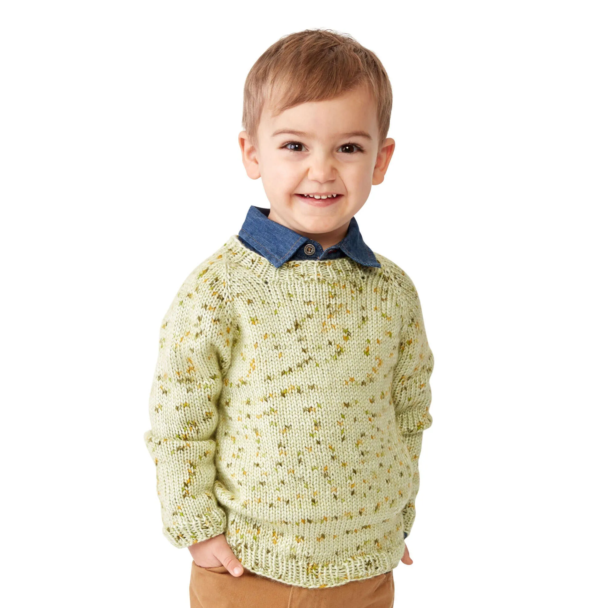 Caron Top Down Knit Baby Pullover