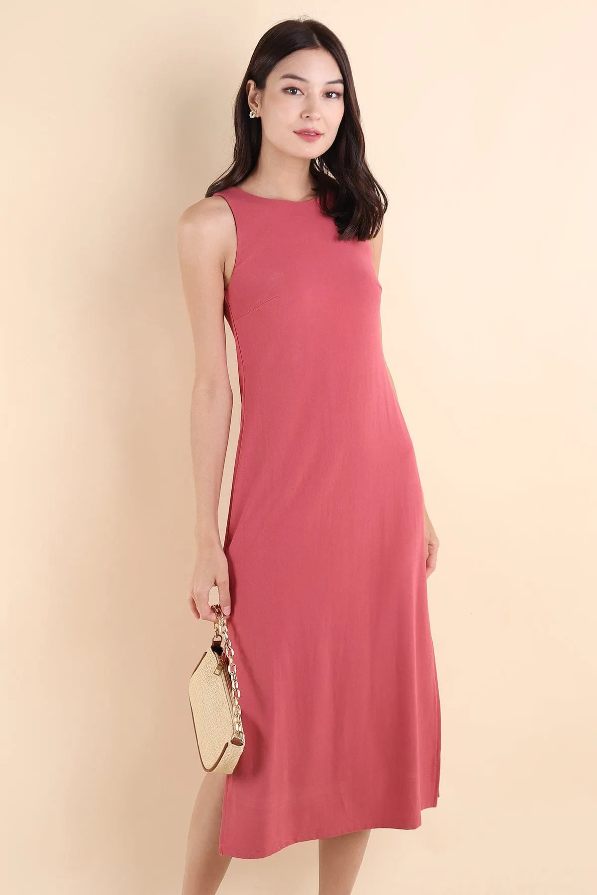 CHARM RACER SLIP DRESS IN ROSE