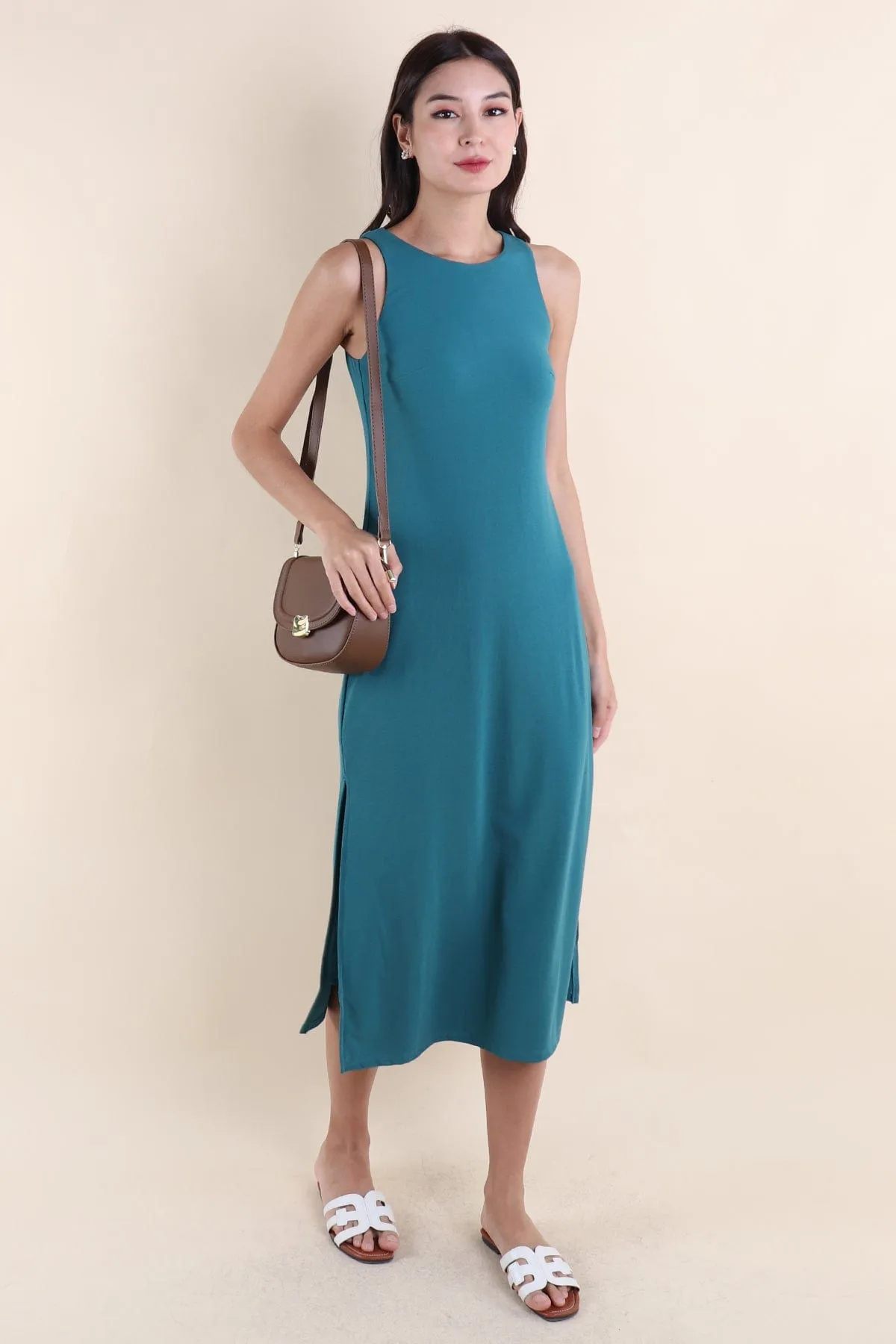 CHARM RACER SLIP DRESS IN TEAL