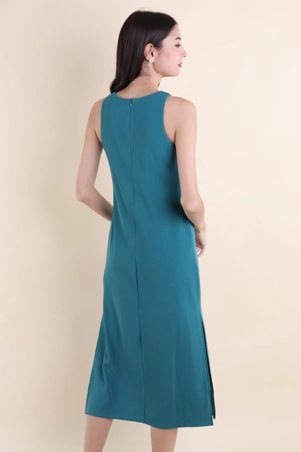 CHARM RACER SLIP DRESS IN TEAL