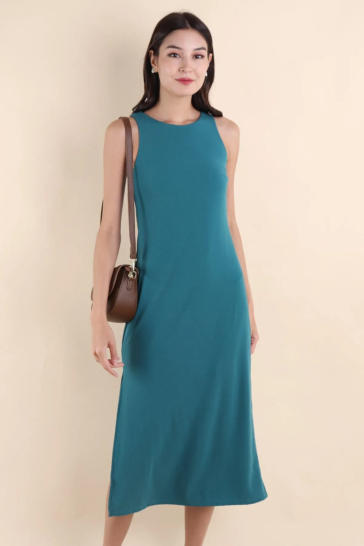 CHARM RACER SLIP DRESS IN TEAL