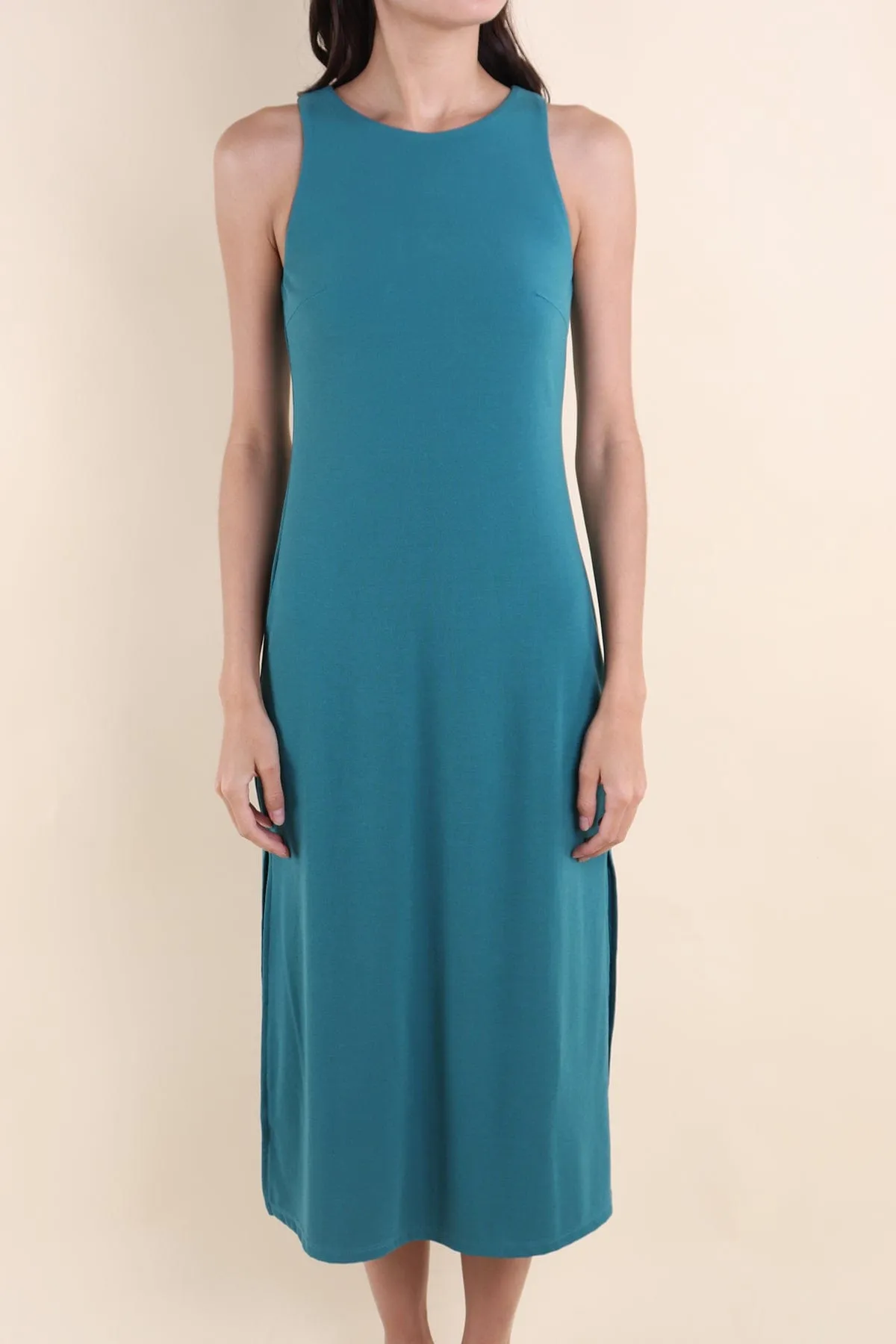 CHARM RACER SLIP DRESS IN TEAL