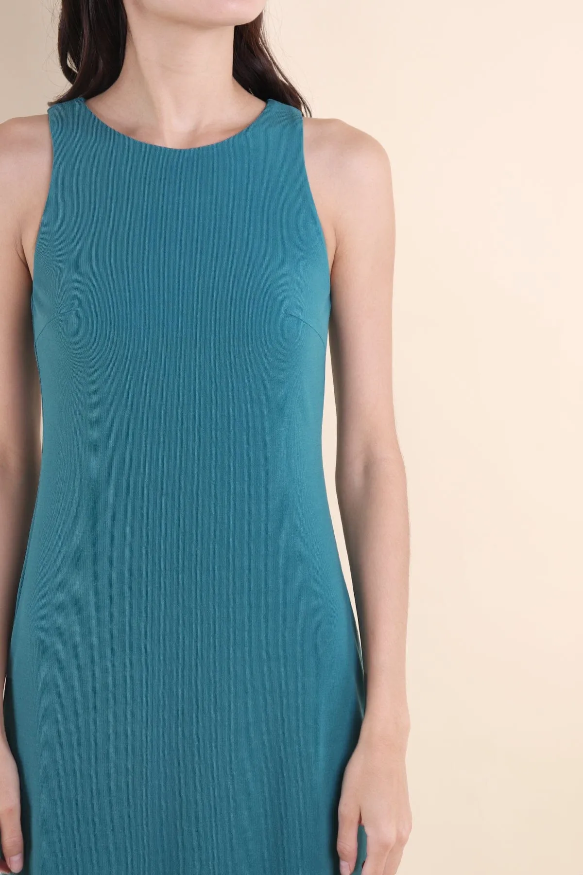 CHARM RACER SLIP DRESS IN TEAL