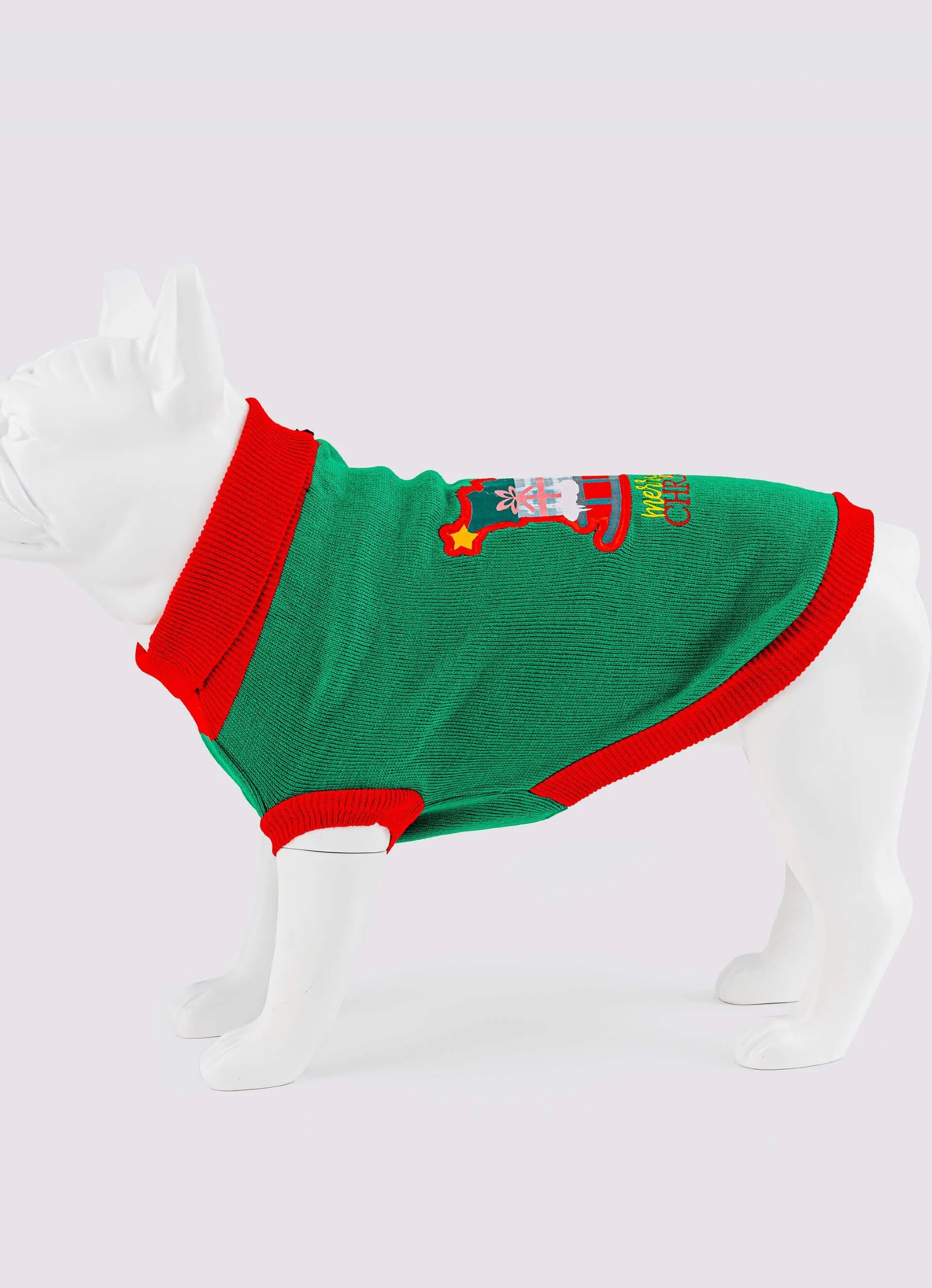 Christmas Turtleneck Dog Jumper - Santa's Sleigh