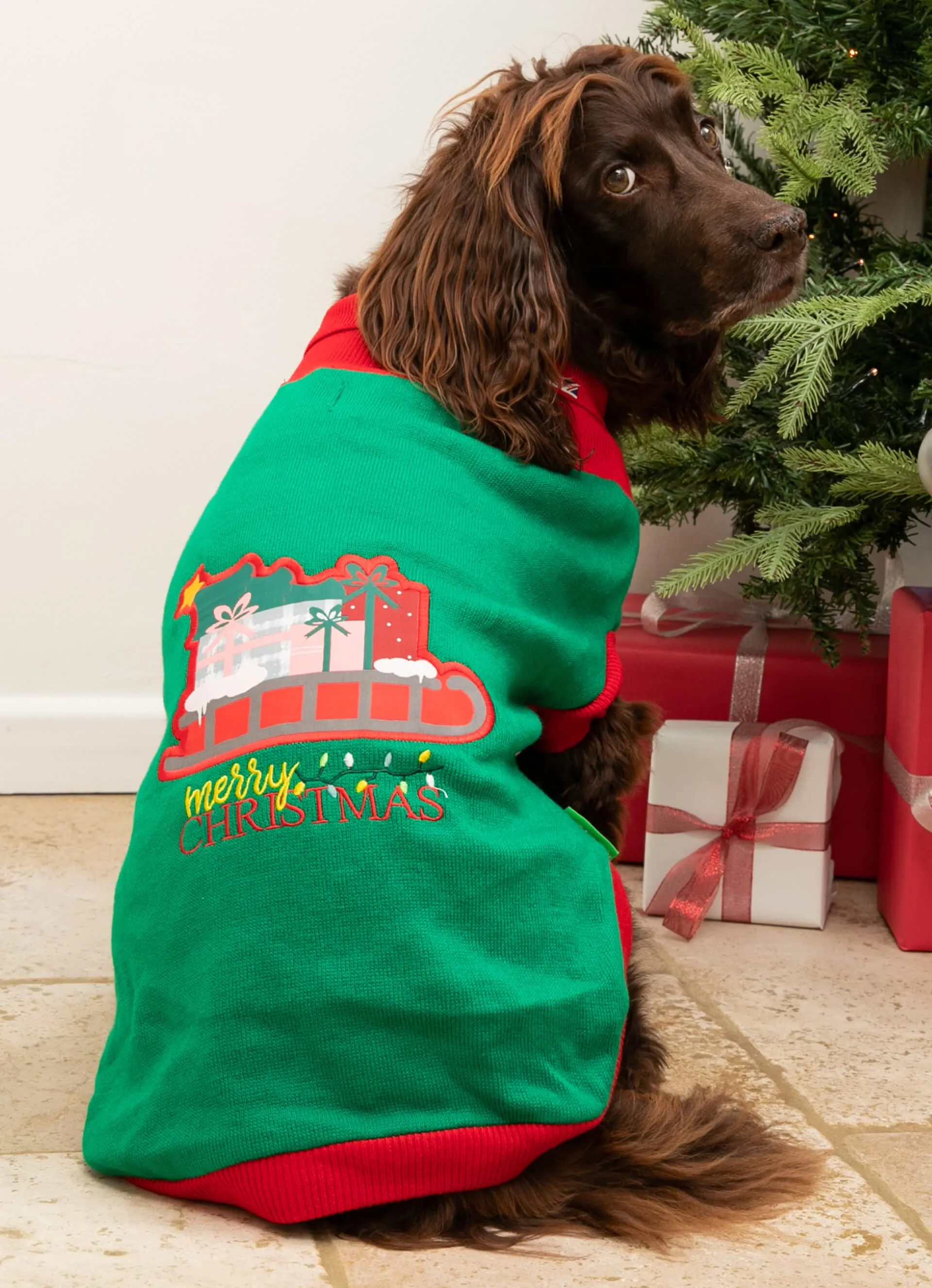 Christmas Turtleneck Dog Jumper - Santa's Sleigh