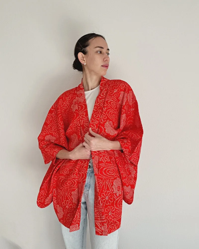 Chrysanthemum and maple flow Haori Kimono Jacket