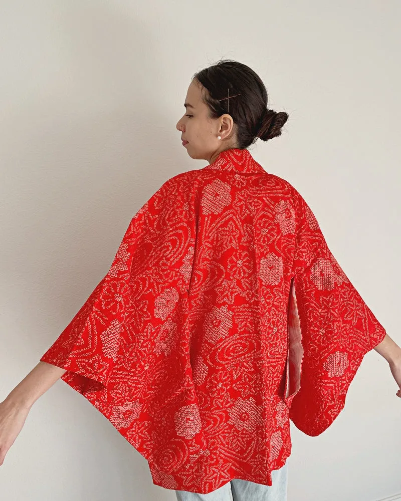 Chrysanthemum and maple flow Haori Kimono Jacket