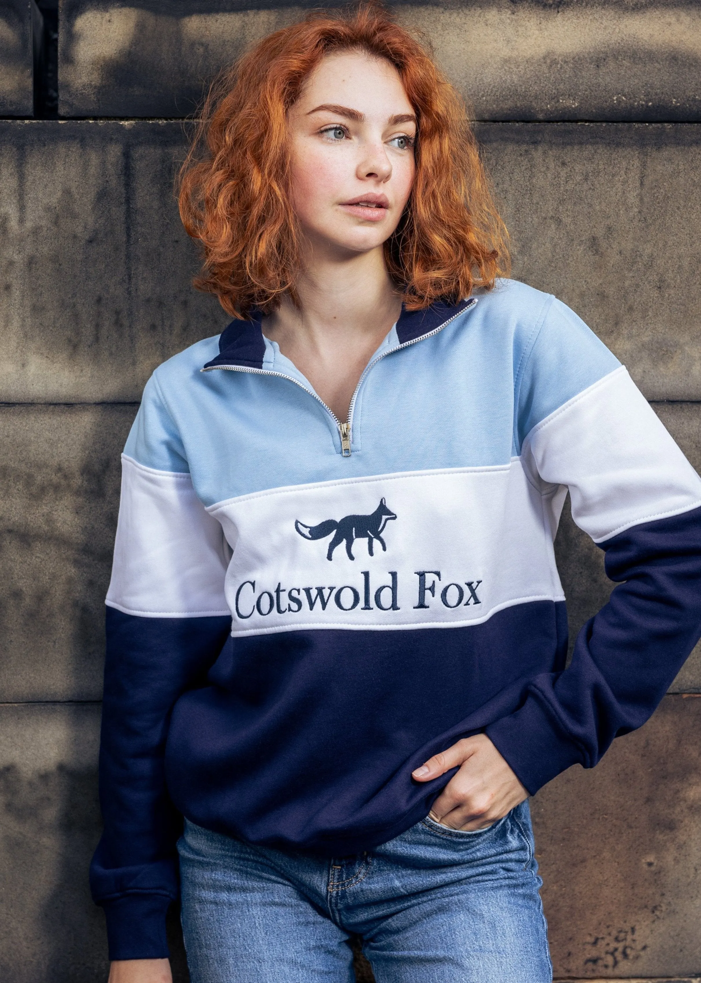 Cirencester Quarter Zip | Cornflower