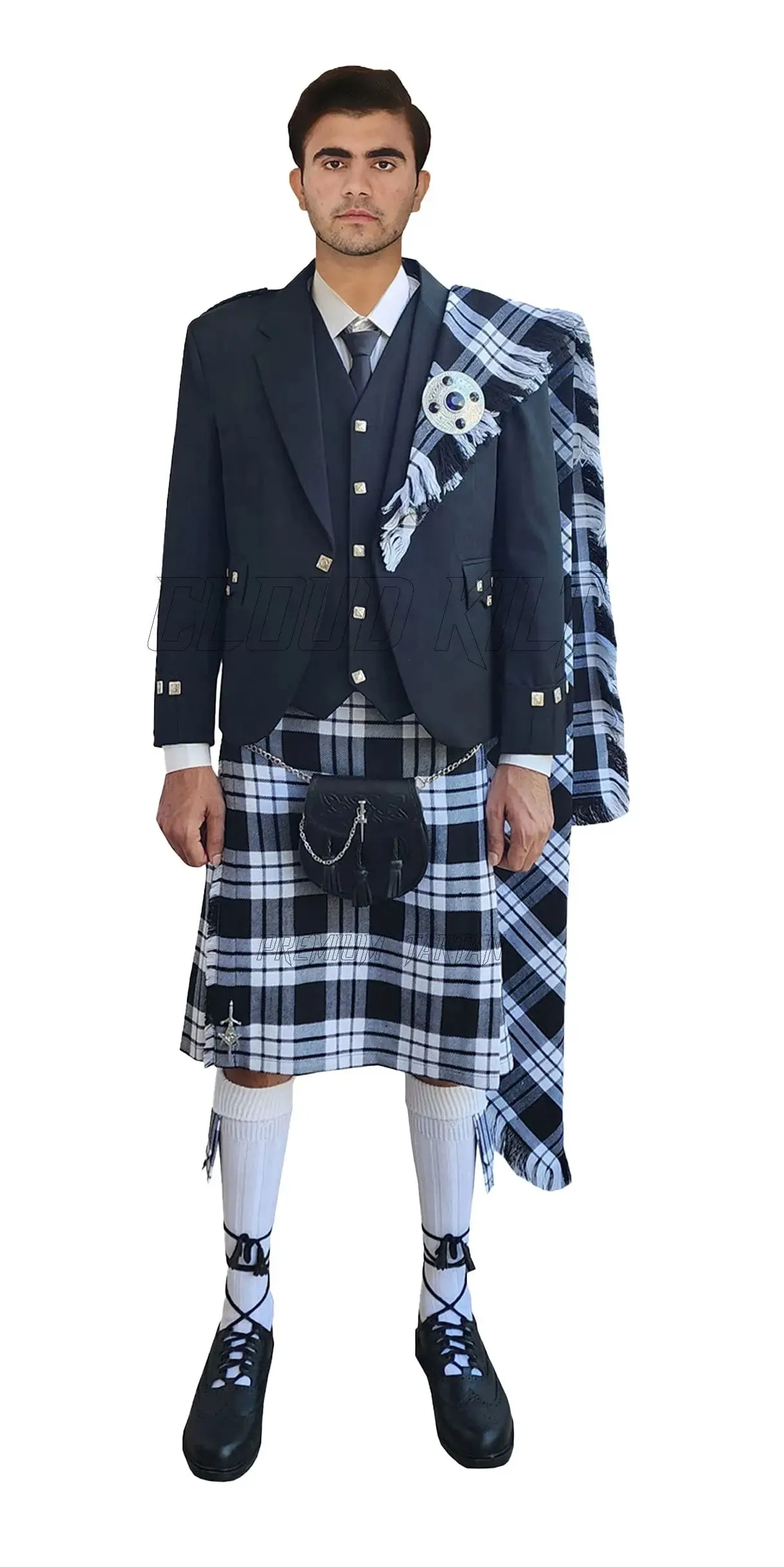 Classic Black Argyll Tweed Kilt Outfit With McFarlane