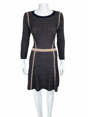 Club Monaco Women's Fit & Flare Sweater Dress Black/Camel Size XS