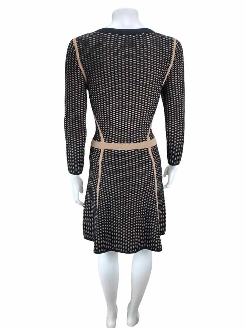 Club Monaco Women's Fit & Flare Sweater Dress Black/Camel Size XS