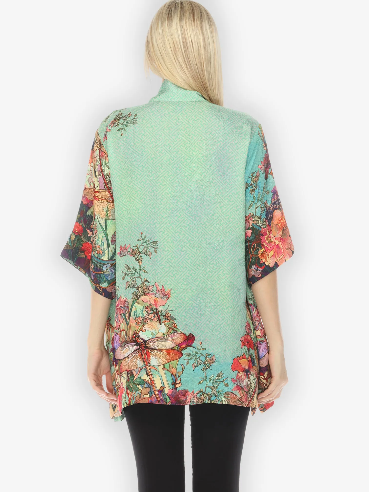 Colorful Dragonfly Floral Kimono Jacket