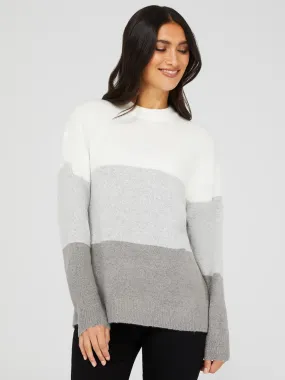 Colourblock Crew Neck Drop Shoulder Sweater