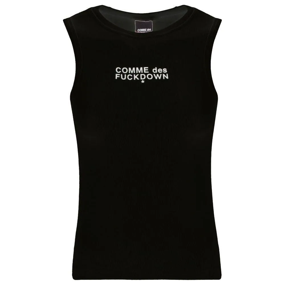 Comme Des Fuckdown Black Cotton Tops & T-Shirt