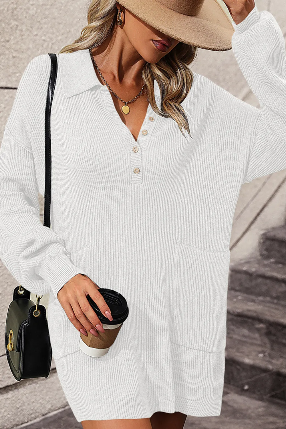 Connie Collared Knit Sweater Dress