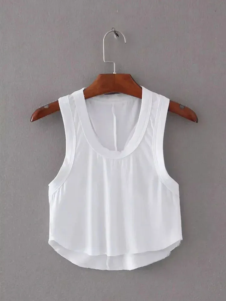 Cotton Crop Top with Scoop Neck