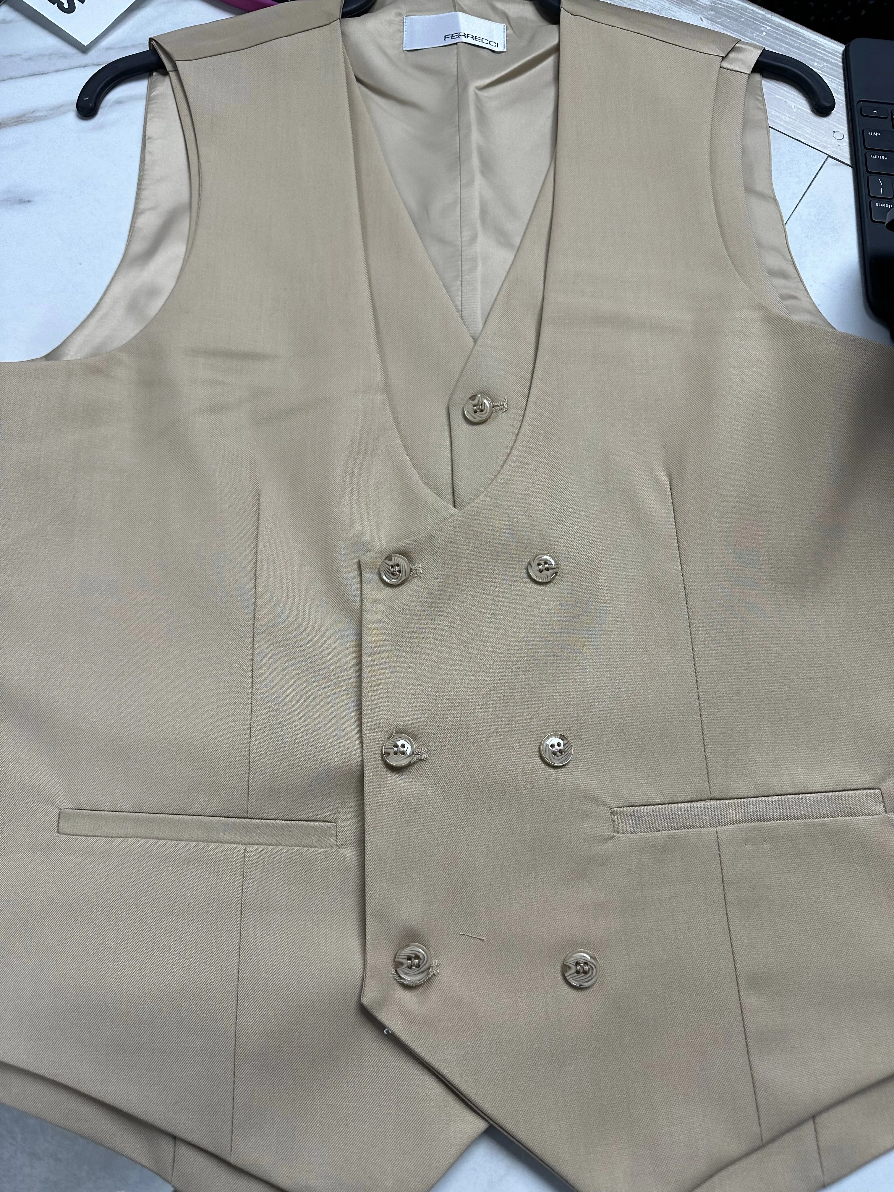 Cruz Mens Double Breasted Tan Vest