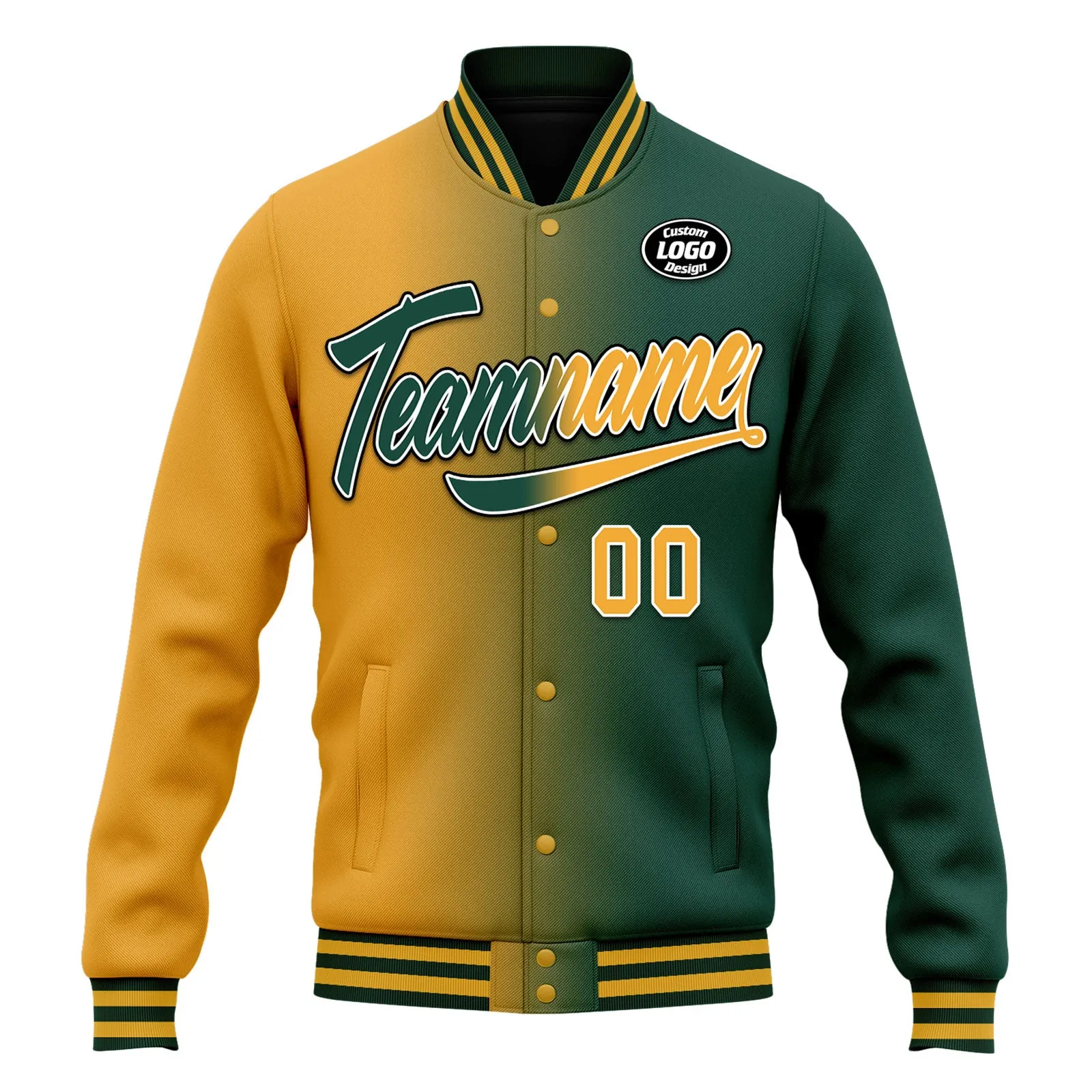 Custom Gradient Fashion Jacket Bomber Full-Snap Varsity Letterman Personalized Jacket FZ005-D028016-15