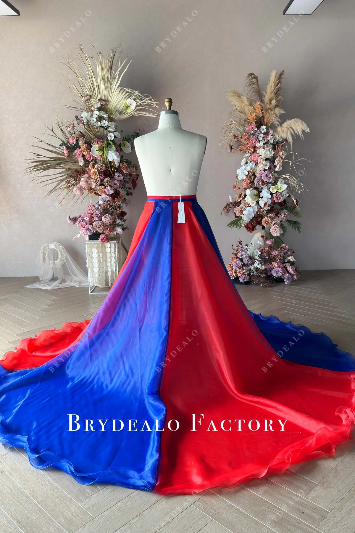 Custom Red & Blue Organza Overskirt