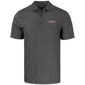 Cutter & Buck Men's Spear Logo Pike Eco Pebble Print Stretch Polo - Black