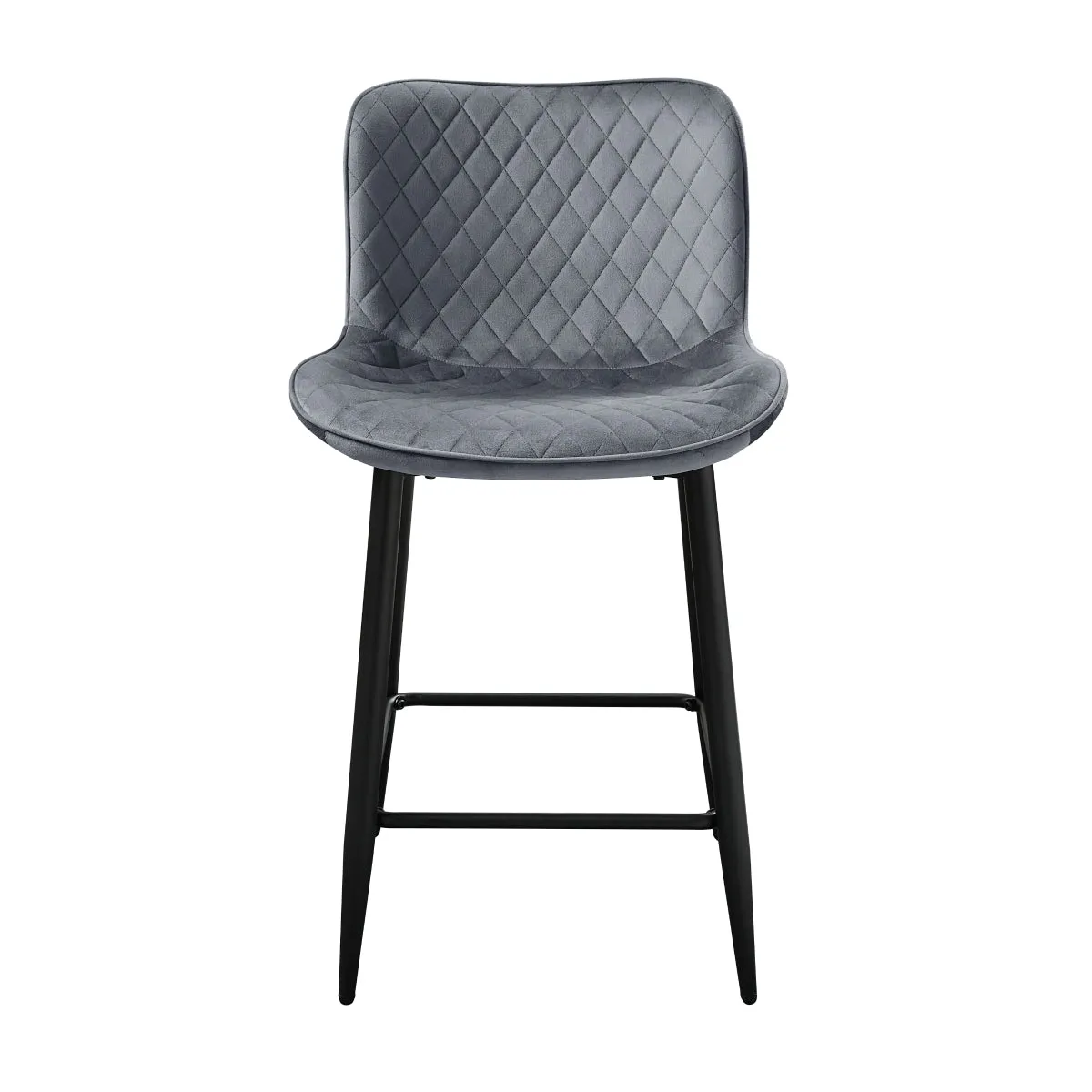 Dark Gray Velvet Counter Height Chair with Quilted Stitching