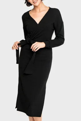 Darling Tie Front Sweater Knit Midi Dress