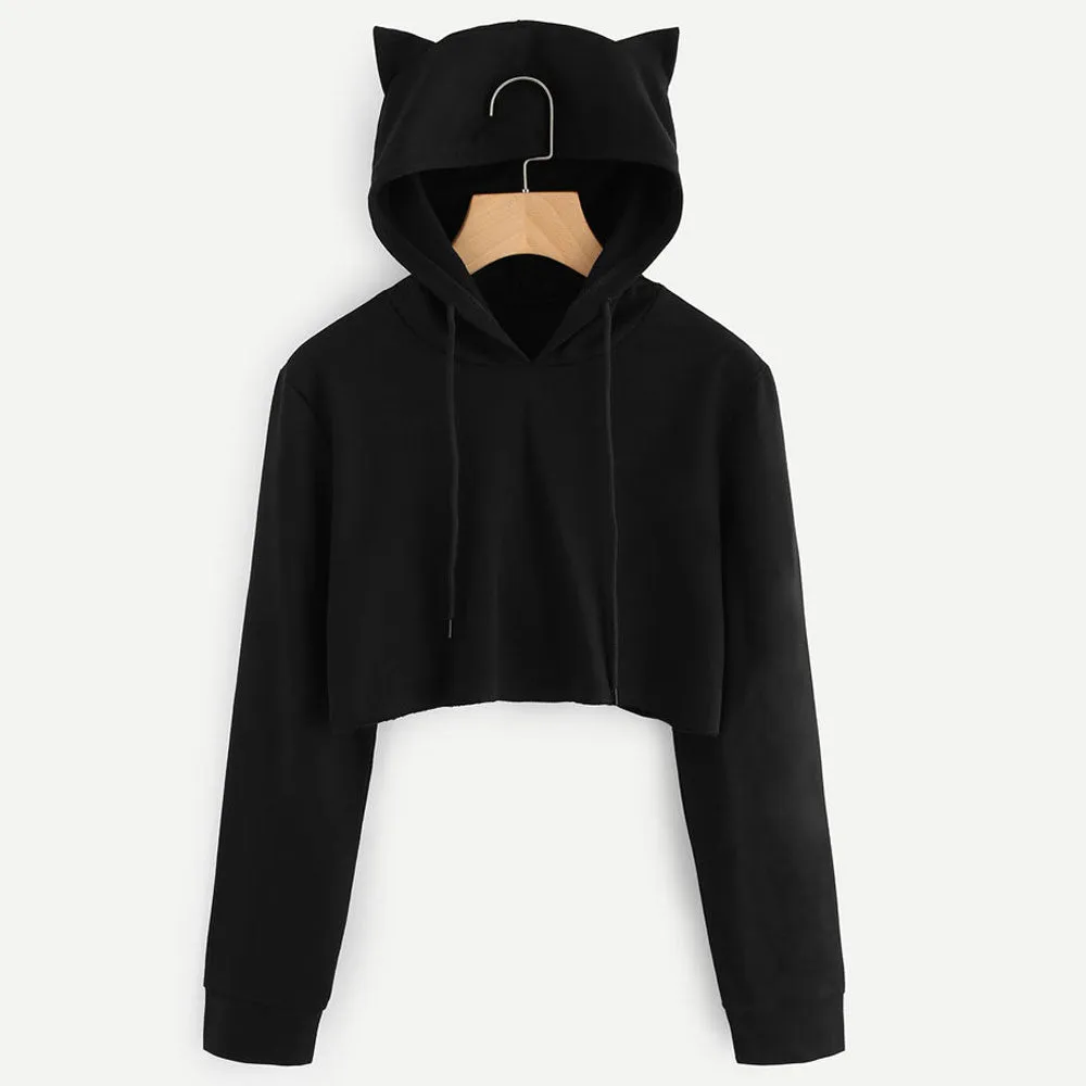 Devil Cat Crop Hoodie