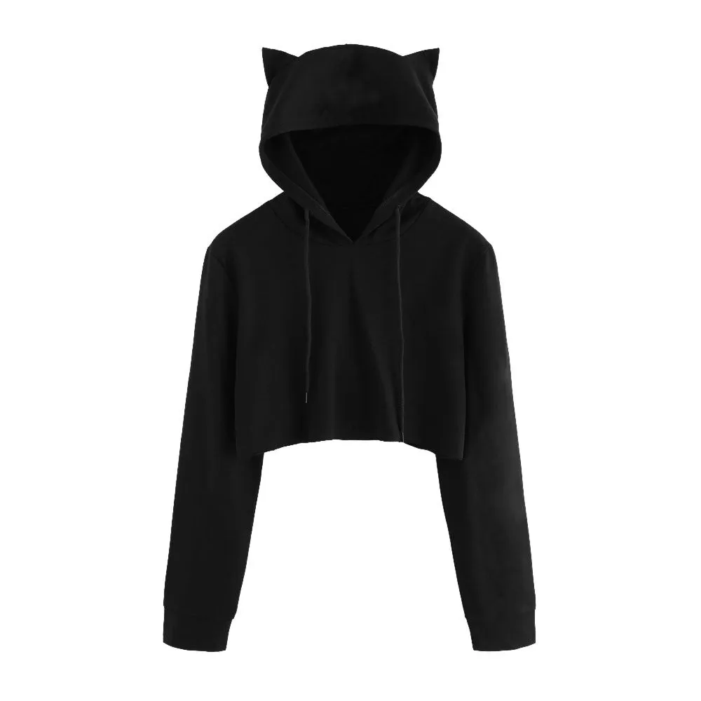 Devil Cat Crop Hoodie