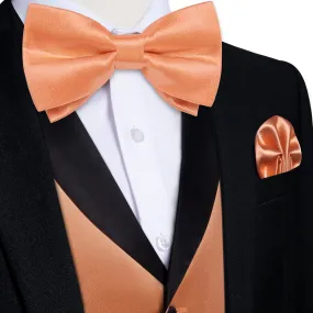 DiBanGu Tuxedo Vest Dark Salmon Solid Silk Mens Vest and Bow Tie Set for Wedding