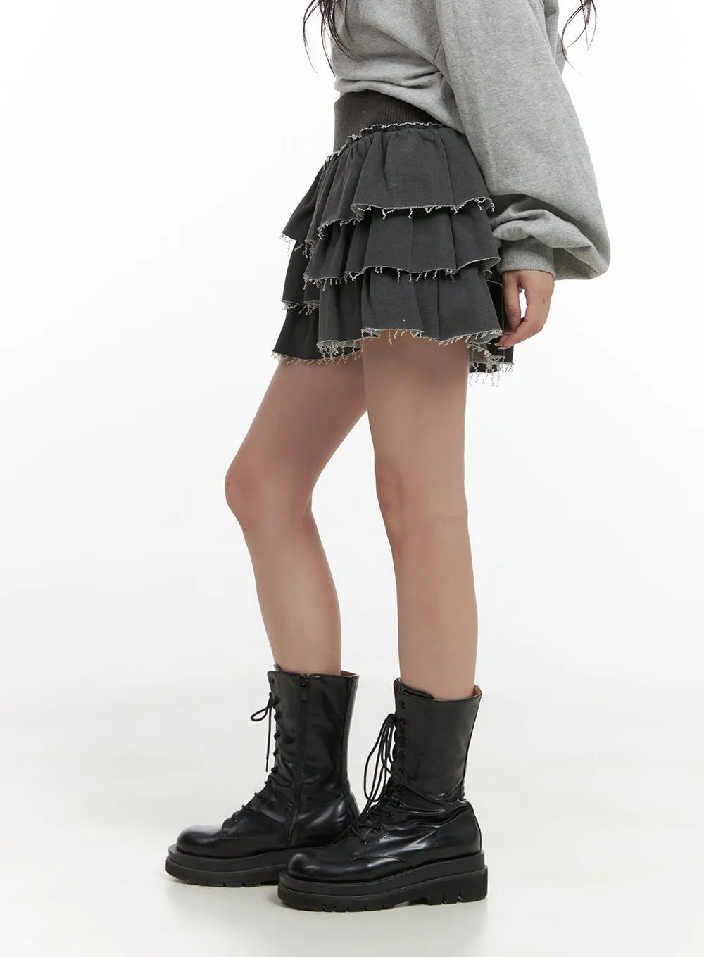 Distressed Layered Frill Mini Skirt CG421