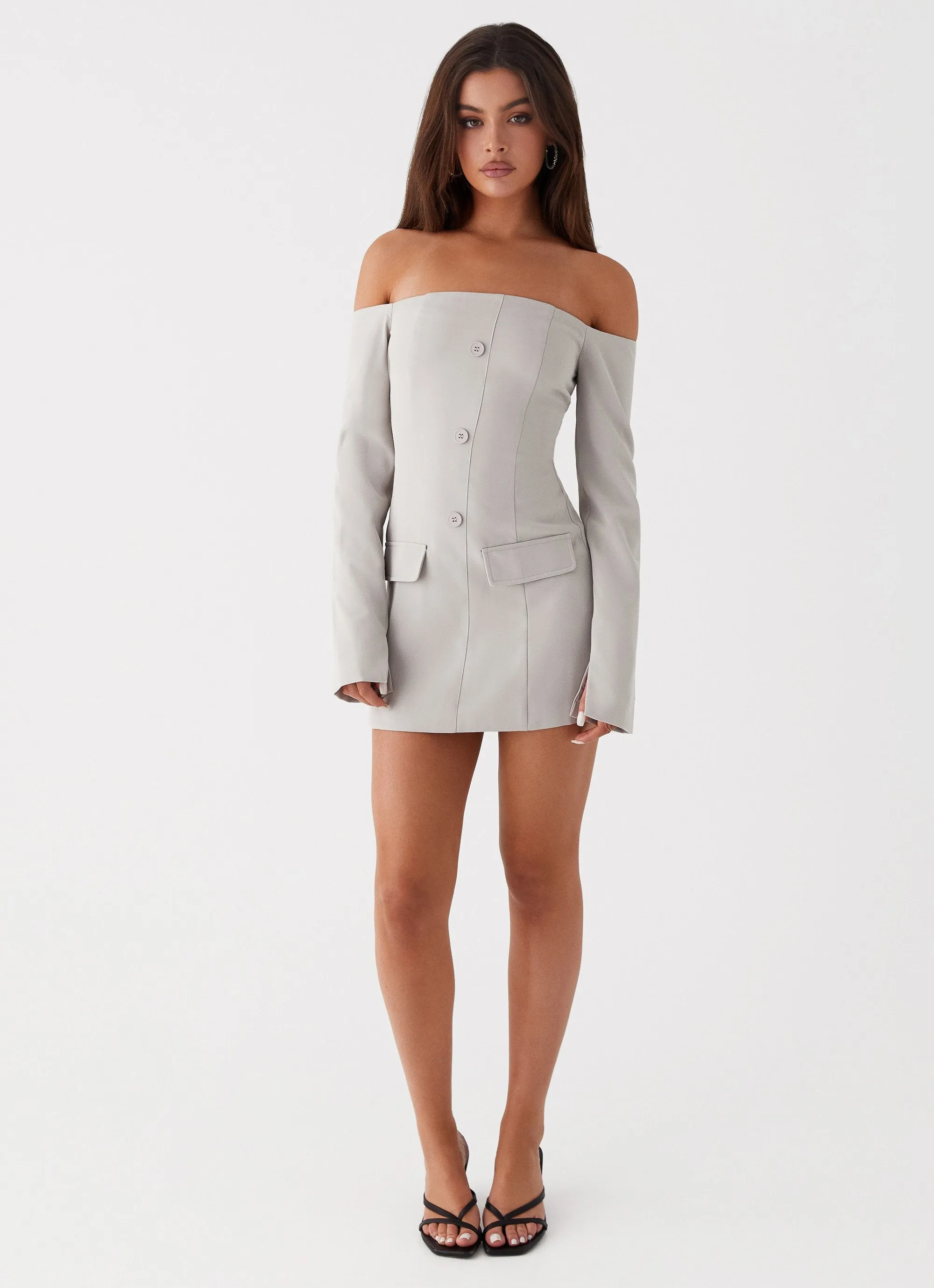 Dominique Blazer Mini Dress - Grey