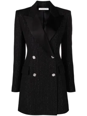 double-breasted pinstripe blazer dress