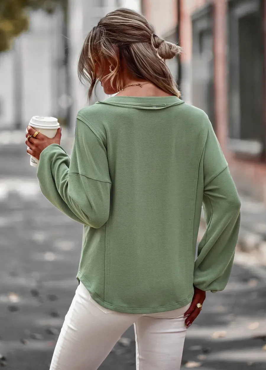 Drop Shoulder Pocket Fall Sweater