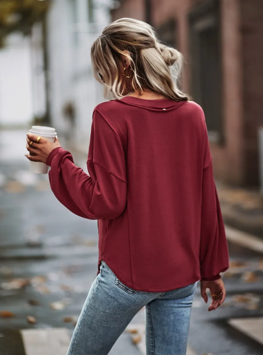 Drop Shoulder Pocket Fall Sweater