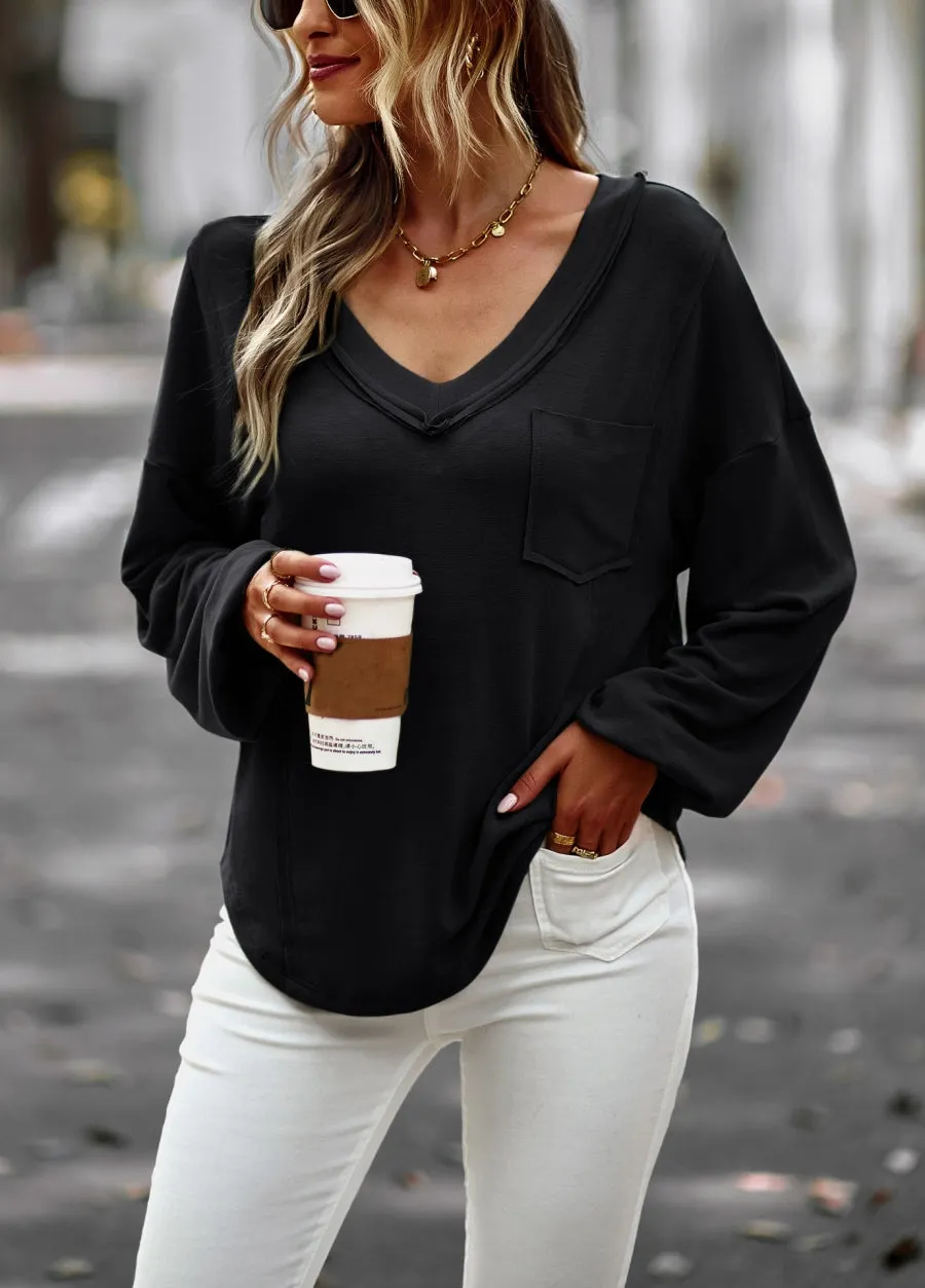 Drop Shoulder Pocket Fall Sweater