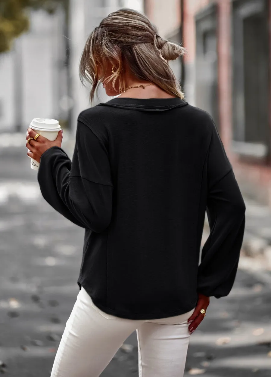 Drop Shoulder Pocket Fall Sweater