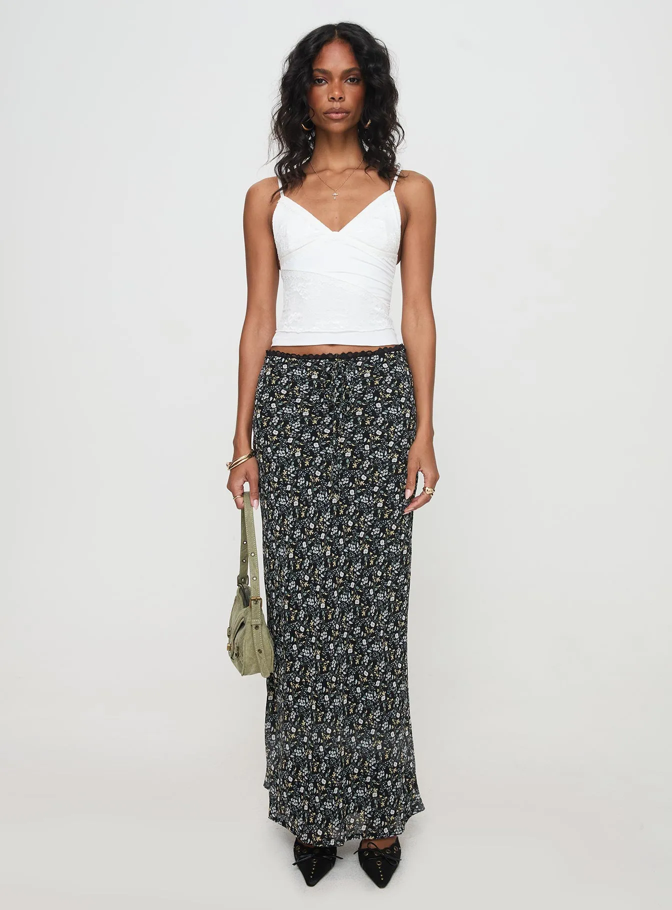 Emily Maxi Skirt Blue / Black Floral