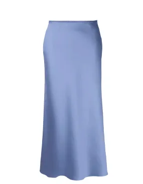 Eudora Easy Satin Maxi Bias Skirt- Coppen Blue