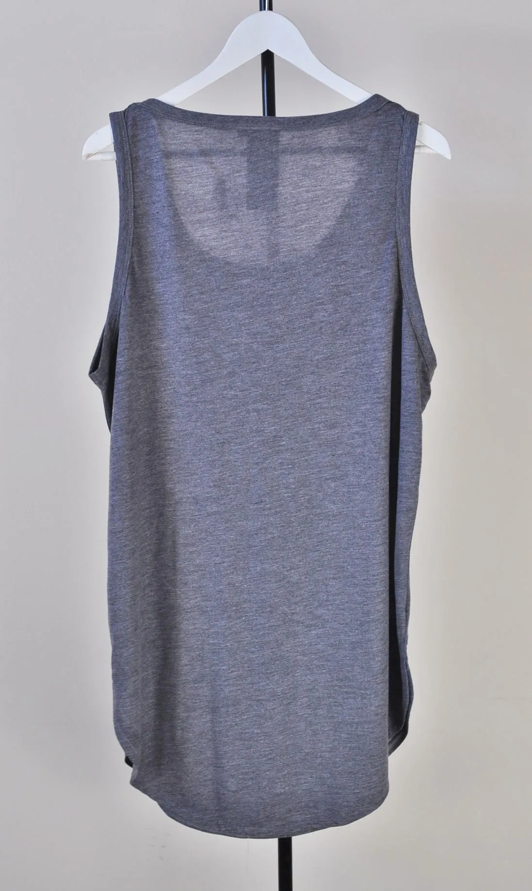 Extended Silky Long Tank Top Oval Hem Viscose Cotton 90cm