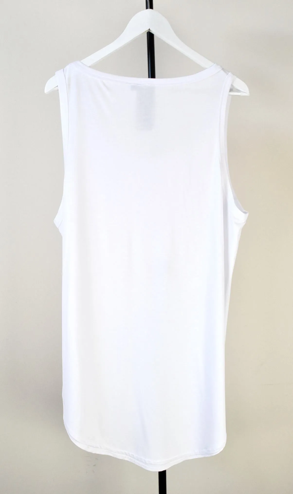 Extended Silky Long Tank Top Oval Hem Viscose Cotton 90cm