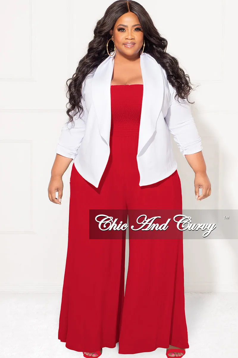 Final Sale Plus Size Jumpsuit with Smocking & Elastic Straps in Red