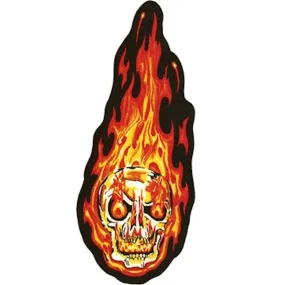 Flaming Skull Head Small Looking Left Motorcycle Vest Patch