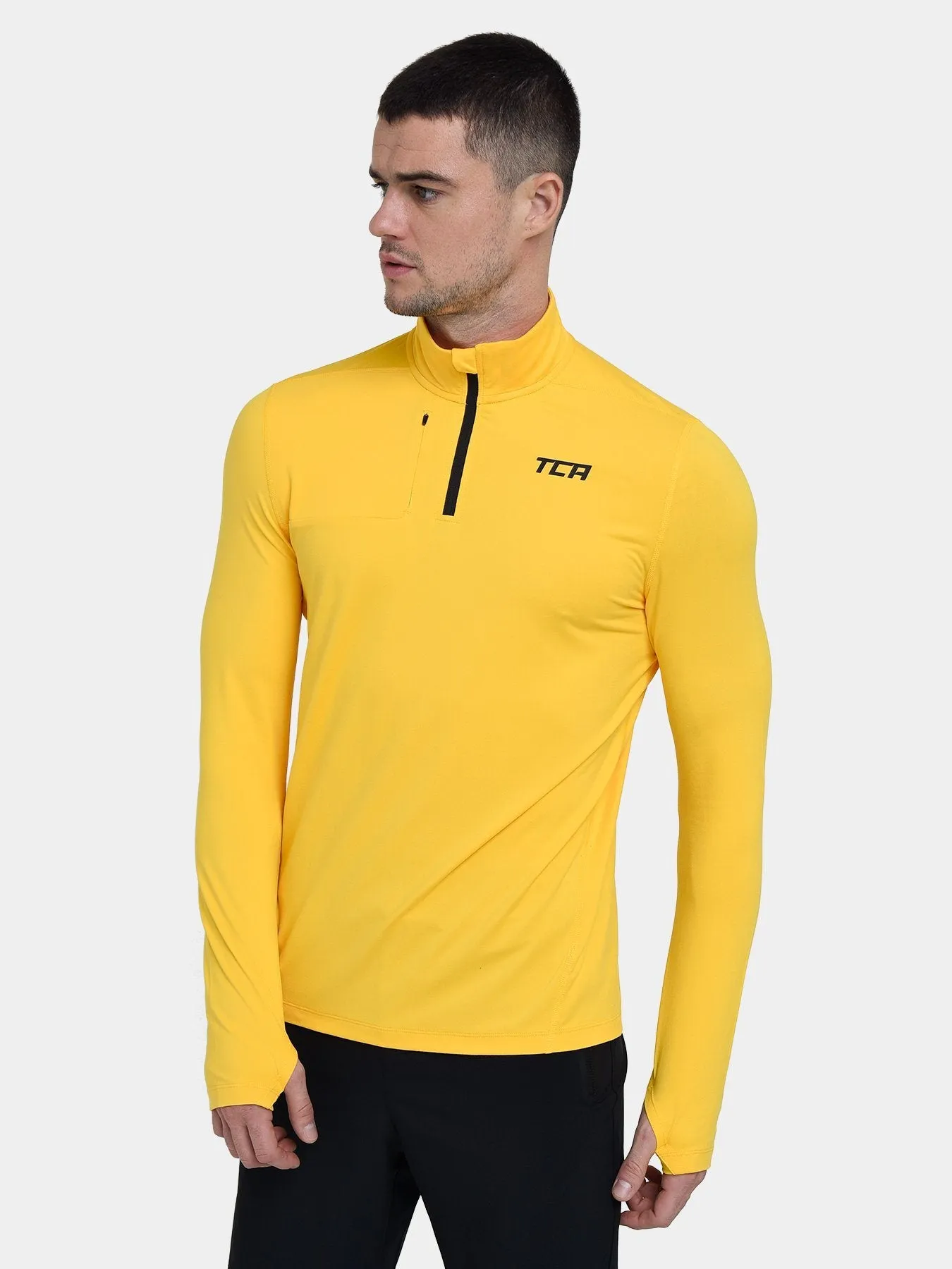 Fusion Half Zip Running Top For Men With Thumbholes & Chest Zip Pocket