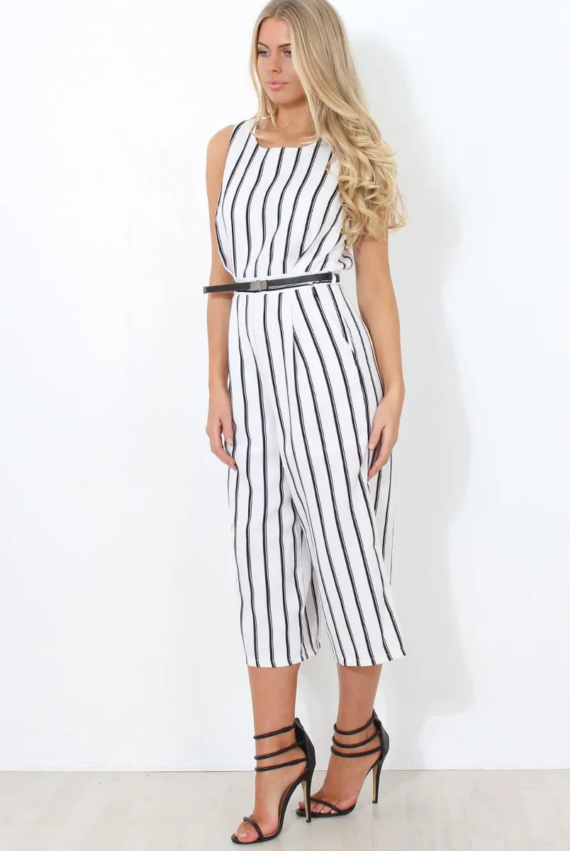 Gemma White Striped Jumpsuit