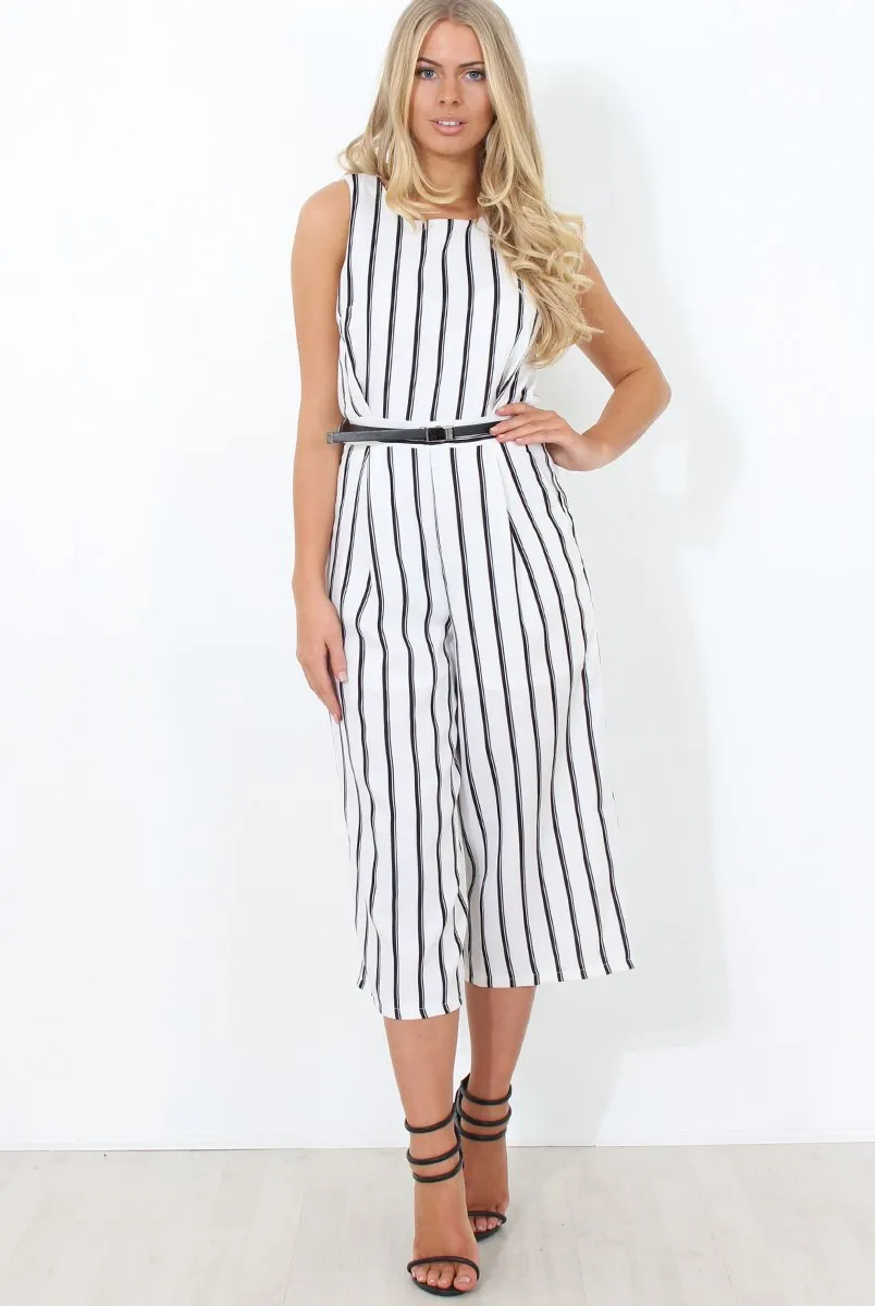 Gemma White Striped Jumpsuit