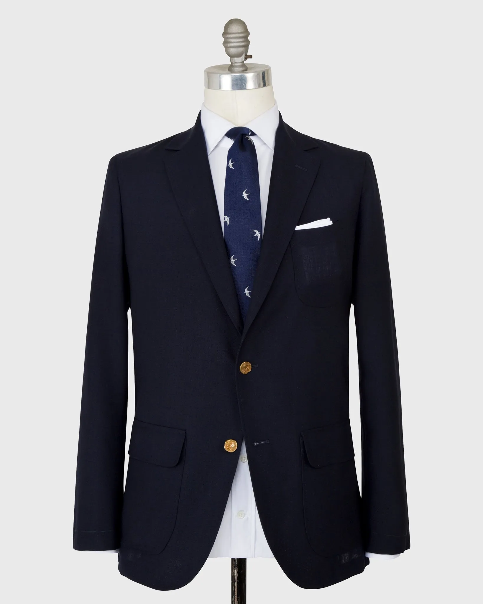 Ghost Blazer in Navy High-Twist