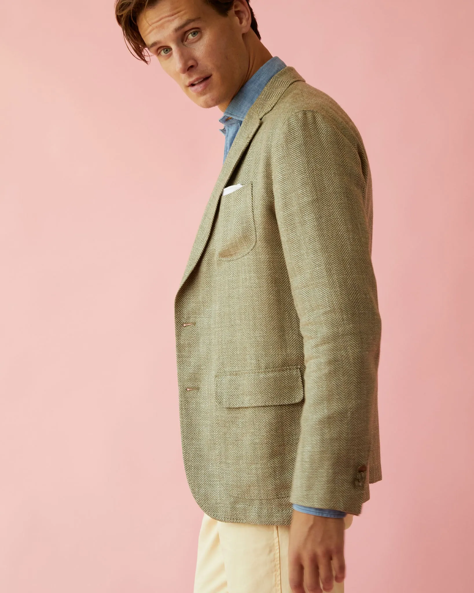 Ghost Blazer in Sage/Wheat Herringbone