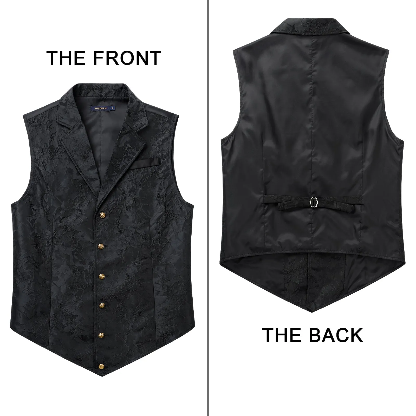 Gothic Lapel Party Vest for Men - BLACK-7