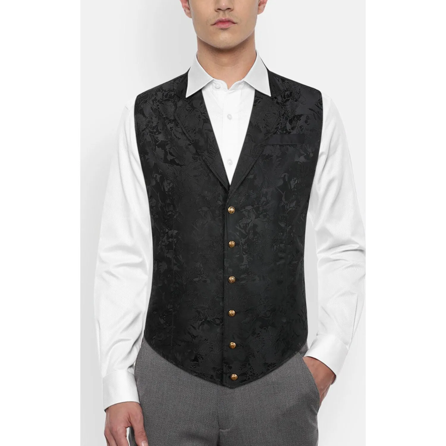 Gothic Lapel Party Vest for Men - BLACK-7