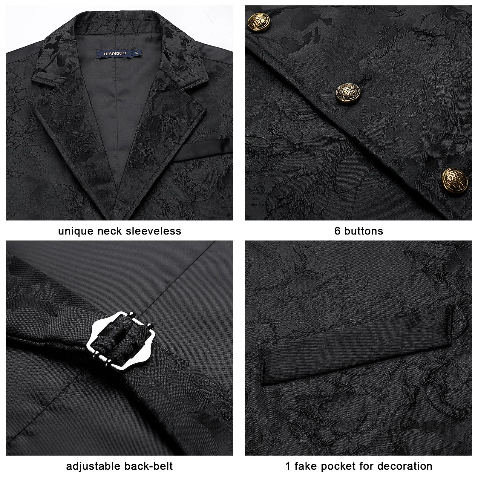 Gothic Lapel Party Vest for Men - BLACK-7